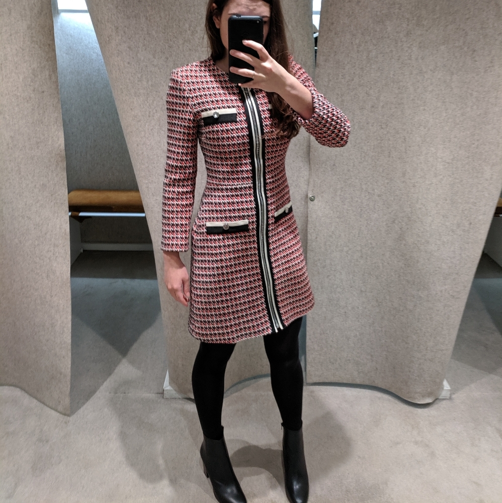 Sold-RARE Maje Tweed red and black Dress